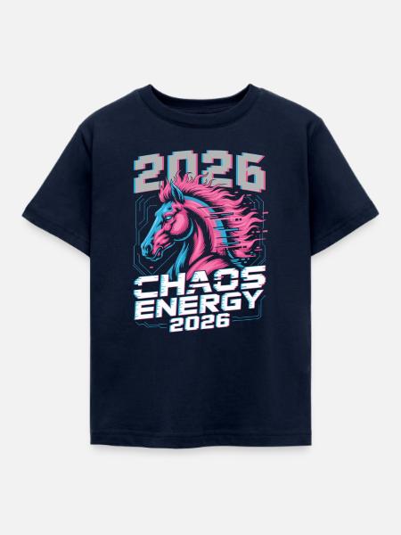 Neon-Hengst 2026 Chaos-Energie - Kinder T-Shirt - Navy