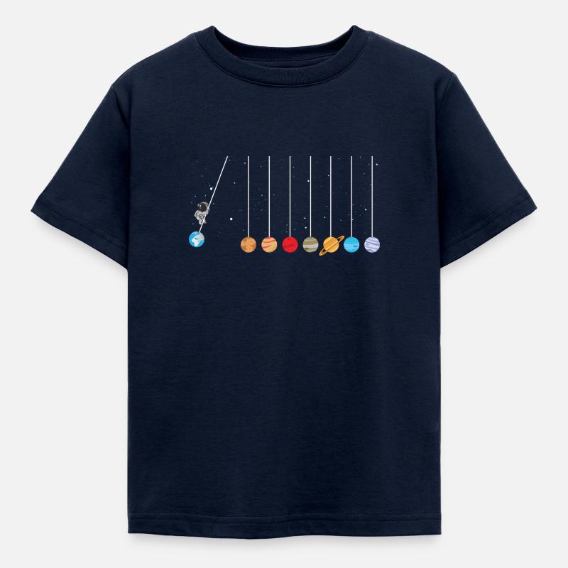 Astronaut Swing Planets Solar System Space Science - Kids' T-Shirt - navy