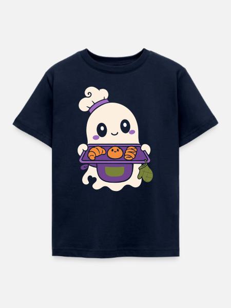 Halloween Geist mit Herbstgebäck - Kinder T-Shirt - Navy