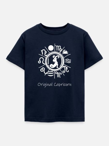 Sternzeichen Steinbock 001 weiß - Kinder T-Shirt - Navy