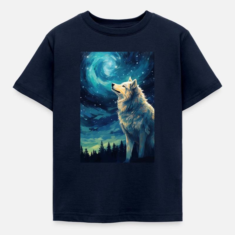 Wolf - Kinder T-Shirt - Navy