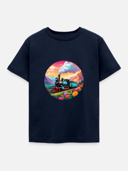 Nostalgische qualmende Dampflokomotive - Kinder T-Shirt - Navy