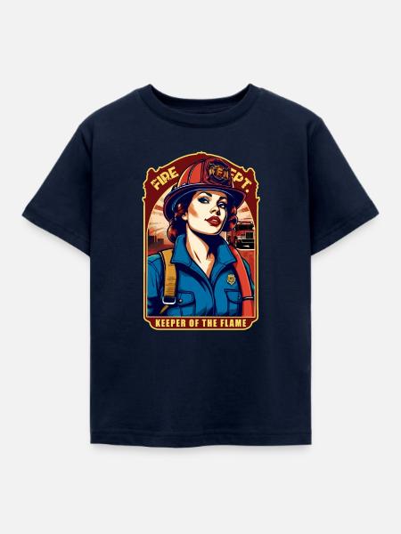 Feuerwehrfrau - Kinder T-Shirt - Navy