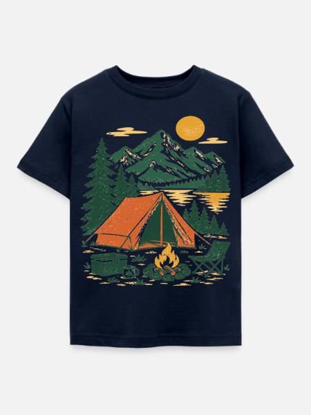 Bergcamping Abendstimmung - Kinder T-Shirt - Navy