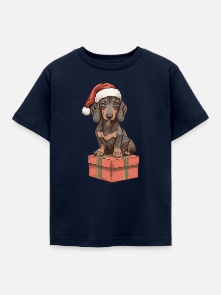 Christmas Dachshund Gift - Kinder T-Shirt - Navy