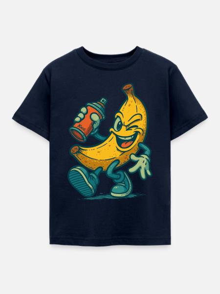 Freche Banane mit Spraydose - Kinder T-Shirt - Navy