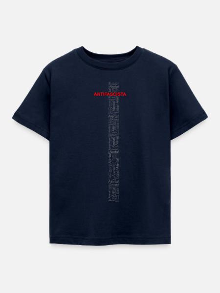 Alert! Antifascista! - Wortkunst rot/grau - Kinder T-Shirt - Navy
