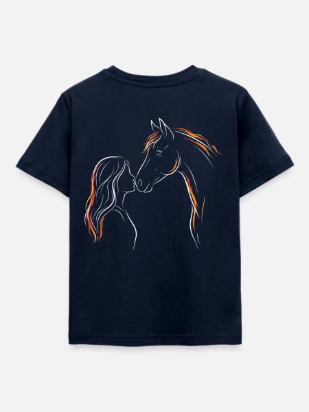 Pferdemädchen-Silhouette - Kinder T-Shirt - Navy