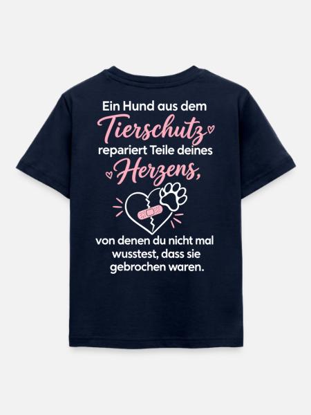 Tierschutzhund Herzensretter Design - Kinder T-Shirt - Navy