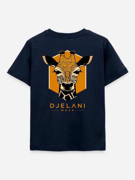 Geometrische Giraffe in Ocker - Kinder T-Shirt - Navy