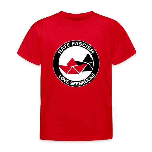 Hate Fascism - Love Seebrücke - Auf rot - Kinder T-Shirt