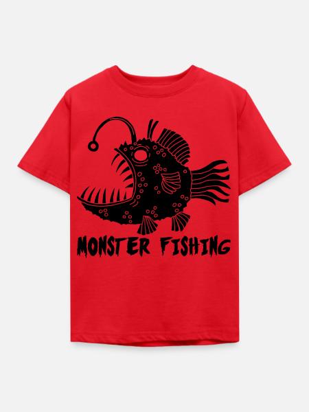 Schwarzer Tiefseefisch - Kinder T-Shirt - Rot