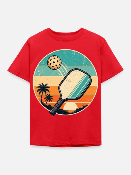 Retro Strand Paddel Sticker - Kinder T-Shirt - Rot