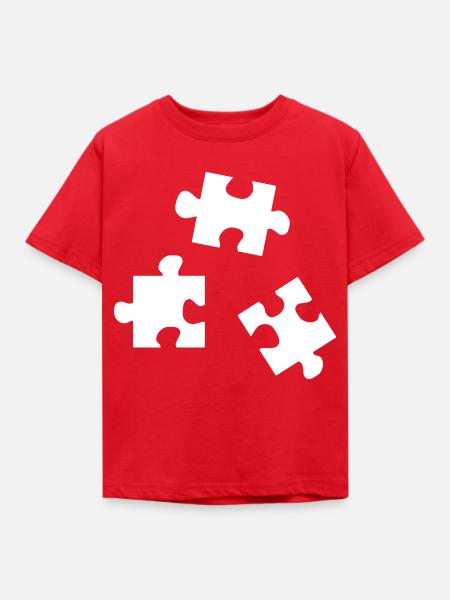 Puzzleteile - Kinder T-Shirt - Rot