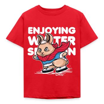 ENJOY WINTER Geschenk Schneekristall - Kinder T-Shirt - Rot - Vorne - AI Model Kid Male (0cm)