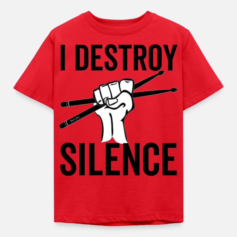 I Destroy Silence Drummer Sticks - Kinder T-Shirt - Rot