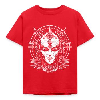 Space Age - Kinder T-Shirt - Rot - Vorne - AI Model Kid Male (0cm)