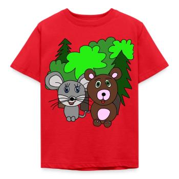 Maus und Bär im Wald. Freunde. Geschenk - Kinder T-Shirt - Rot - Vorne - AI Model Kid Male (0cm)