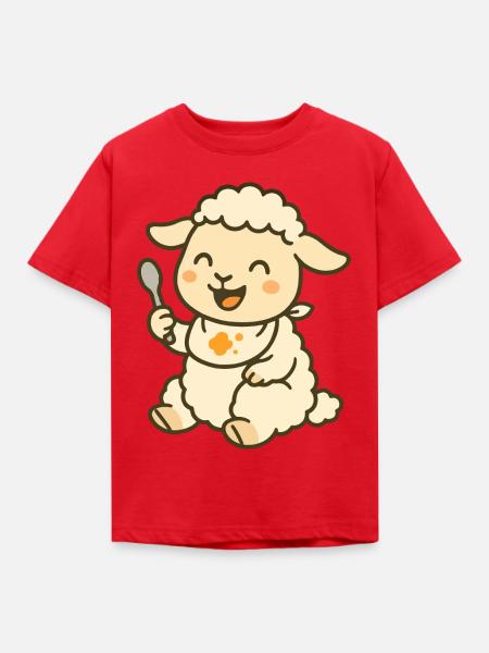 Snackzeit mit Lamm - Kinder T-Shirt - Rot