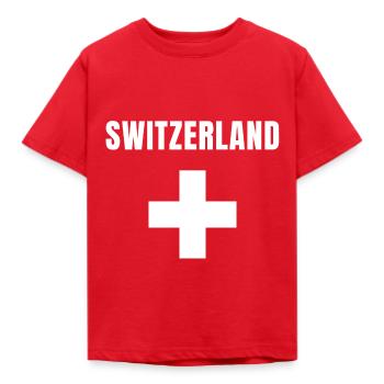 Schweiz Kreuz Flagge Wappen Fan Fussball Sport - Kinder T-Shirt - Rot - Vorne - AI Model Kid Male (0cm)
