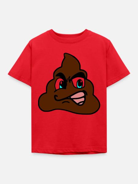 Kackhaufen-Emoji - Kinder T-Shirt - Rot