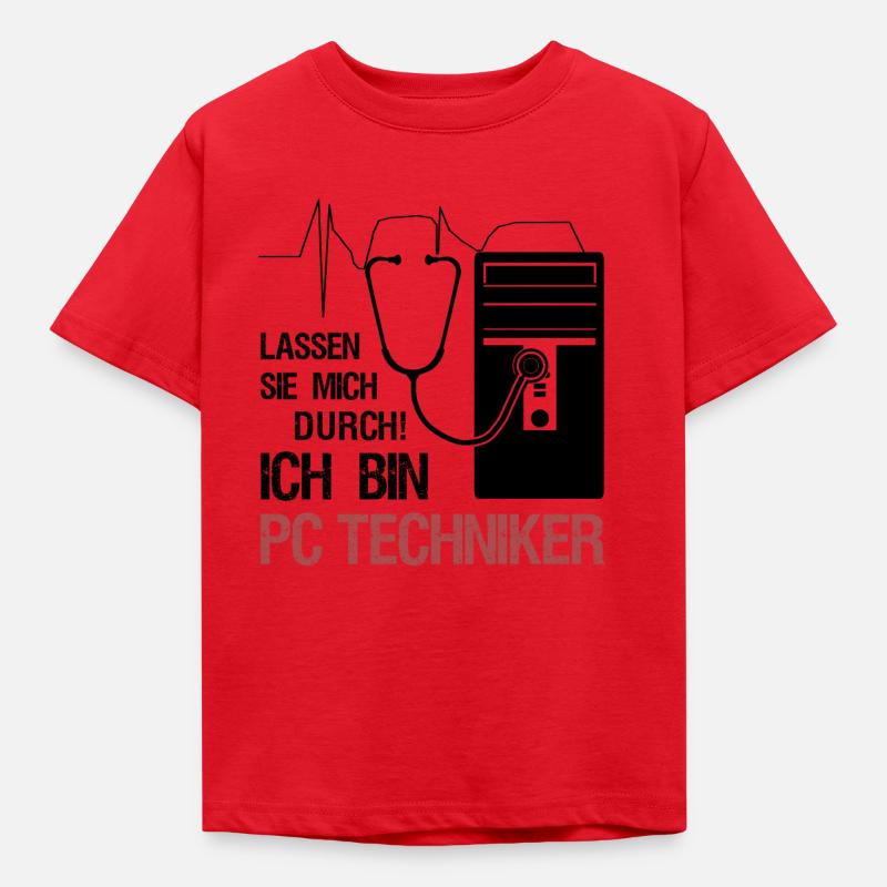 PC Techniker Stetoskop IT Systemtechniker Geschenk - Kinder T-Shirt - Rot