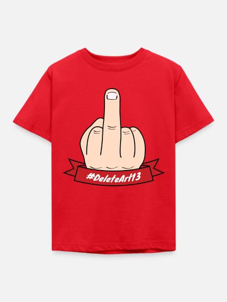 Delete Article 13 - Mittelfinger - #Art13 - Kinder T-Shirt - Rot