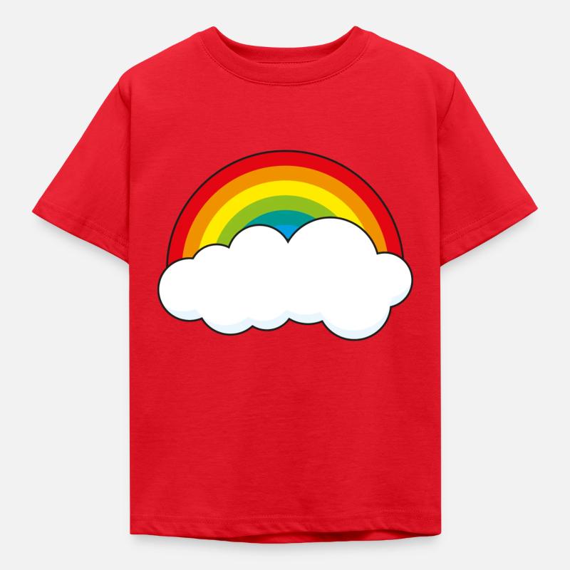 Regenbogen mit Wolke - Kinder T-Shirt - Rot