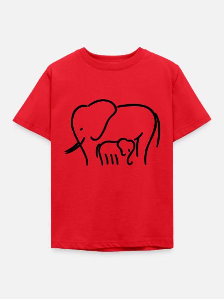 Elephant mum with child - Kids' T-Shirt - red