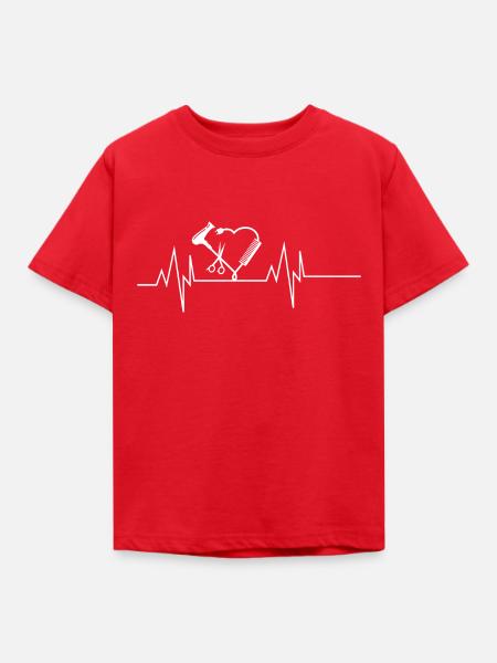 Friseur Heartbeat - Kinder T-Shirt - Rot