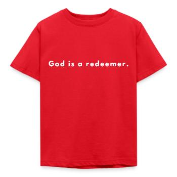 God Is A Redeemer - Christian Quote - Kids' T-Shirt - red - Front - AI Model Kid Male (0cm)