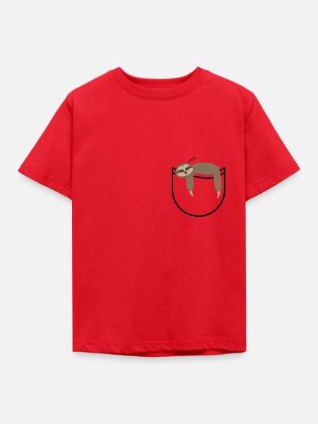 Pocket Sloth - Kinder T-Shirt - Rot