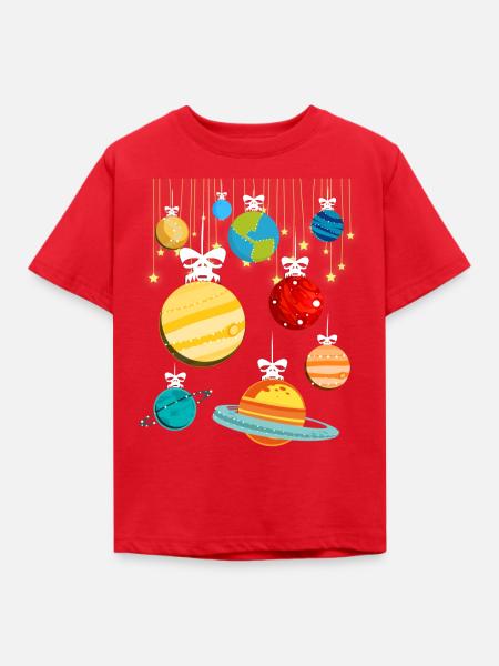Bauble Christmas Solar System - Kinder T-Shirt - Rot