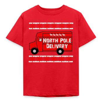 North Pole Delivery - Christmas - Kids' T-Shirt - red - Front - AI Model Kid Male (0cm)