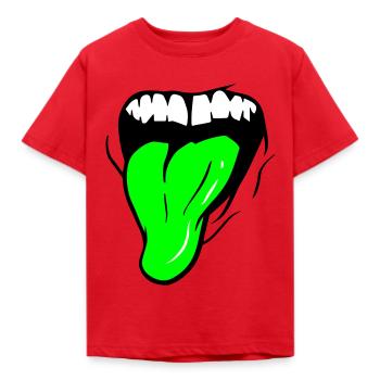 MUND + ZUNGE - Kinder T-Shirt - Rot - Vorne - AI Model Kid Male (0cm)