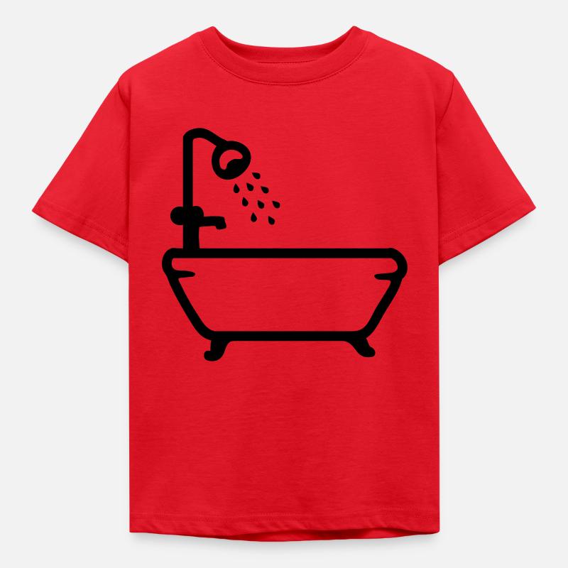 Baignoire - Douche - Line - T-shirt Enfant - rouge