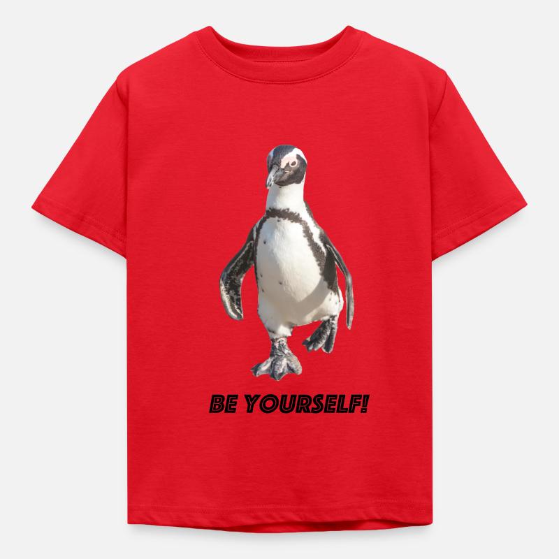 Pinguin be yourself - Kinder T-Shirt - Rot