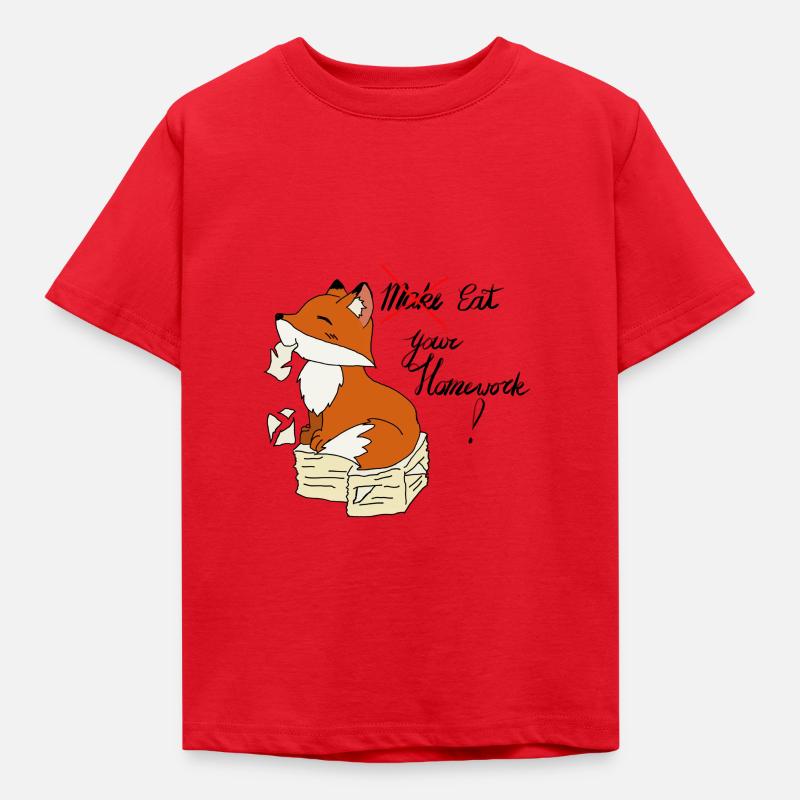 Fox et devoirs - T-shirt Enfant - rouge