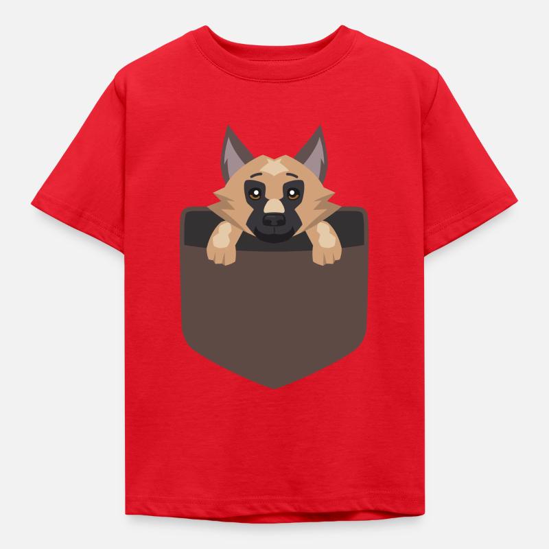 Schäferhund in Tasche Welpe süss Geschenk - Kinder T-Shirt - Rot
