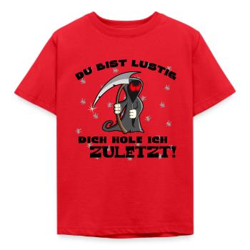 Sensenmann, Metall, Tod, Du bist lustig Funshirt - Kinder T-Shirt - Rot - Vorne - AI Model Kid Male (0cm)