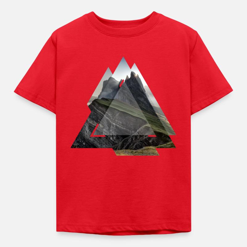 Triangle geometry landscape Dolomites - Kids' T-Shirt - red