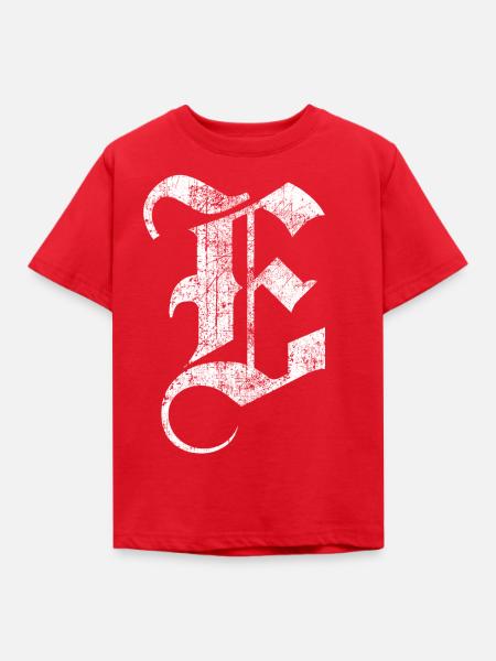 T-Shirt-Alphabet Initiale E - Kinder T-Shirt - Rot