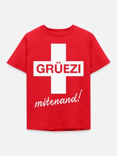 Grüezi Mitenand! (Schweizerfahne / Schweiz) - Kinder T-Shirt - Rot