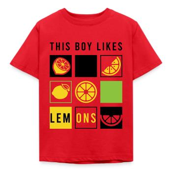 Junge mag Sommerzitronen, Zitrusfrüchte - Kinder T-Shirt - Rot - Vorne - AI Model Kid Male (0cm)