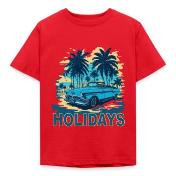 Holidays Cabrio - Kinder T-Shirt - Rot - Vorne - AI Model Kid Male (0cm)