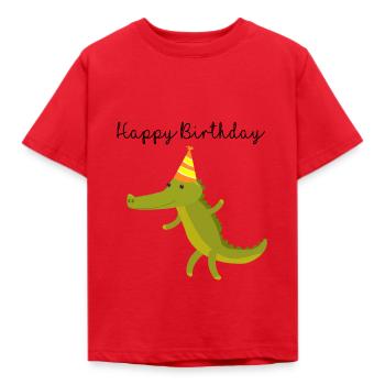 Krokodil Geburtstag - Kinder T-Shirt - Rot - Vorne - AI Model Kid Male (0cm)