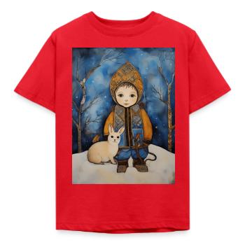 Süßes Kindermotiv im Waldorf-Stil - Kinder T-Shirt - Rot - Vorne - AI Model Kid Male (0cm)