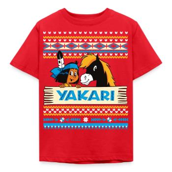 Yakari und Kleiner Donner Ugly Christmas Design - Kinder T-Shirt - Rot - Vorne - AI Model Kid Male (0cm)