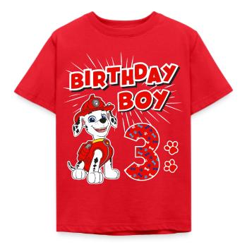 Paw Patrol Birthday Boy 3 Jahre Mit Marshall - Kinder T-Shirt - Rot - Vorne - AI Model Kid Male (0cm)