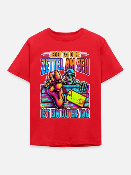 Neon Skelett Zeh Zettel - Kinder T-Shirt - Rot